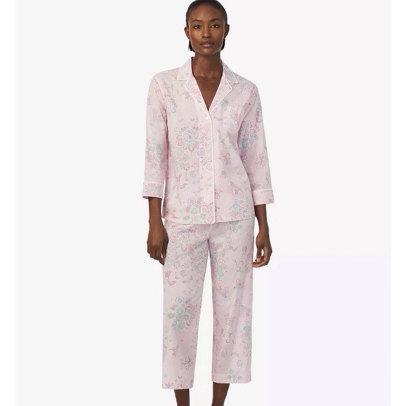 LAUREN RALPH LAUREN PJ SET Size M Top & Pants Size M Pink Logo Embroidery